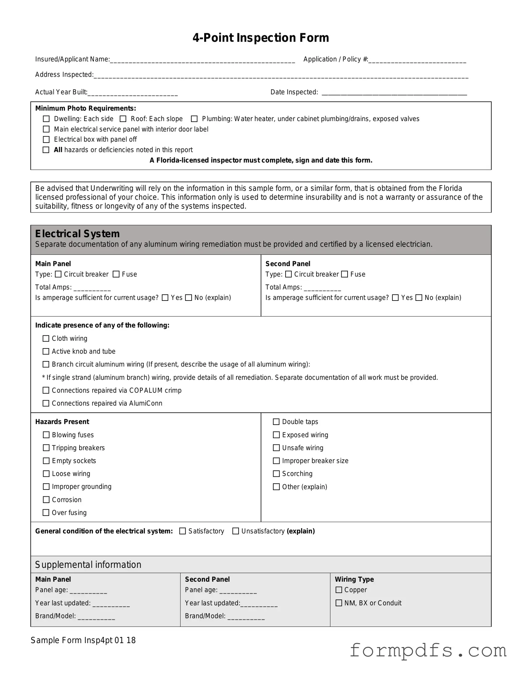 Blank 4 Point Inspection PDF Form