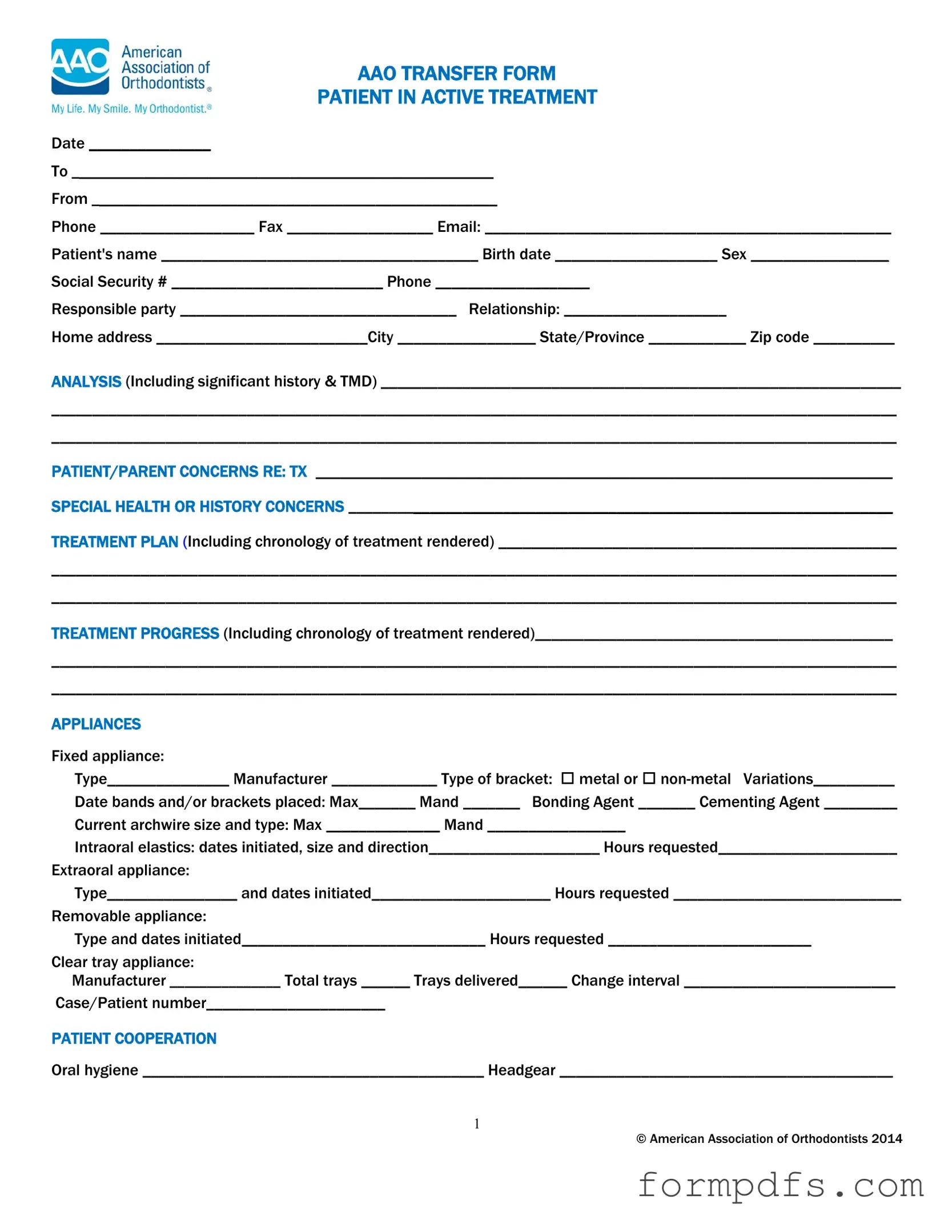 Blank Aao Transfer PDF Form