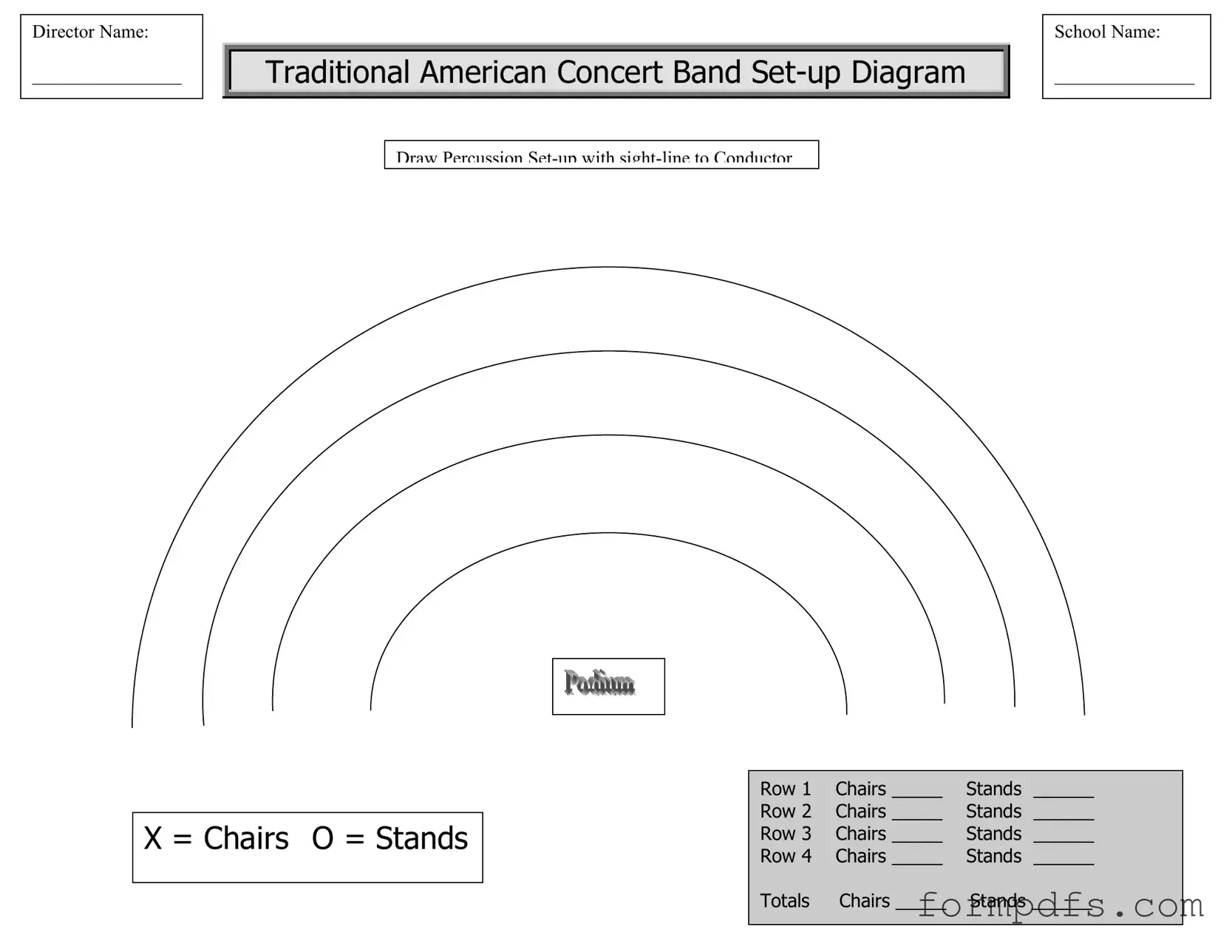 Blank Band Seating Chart PDF Form