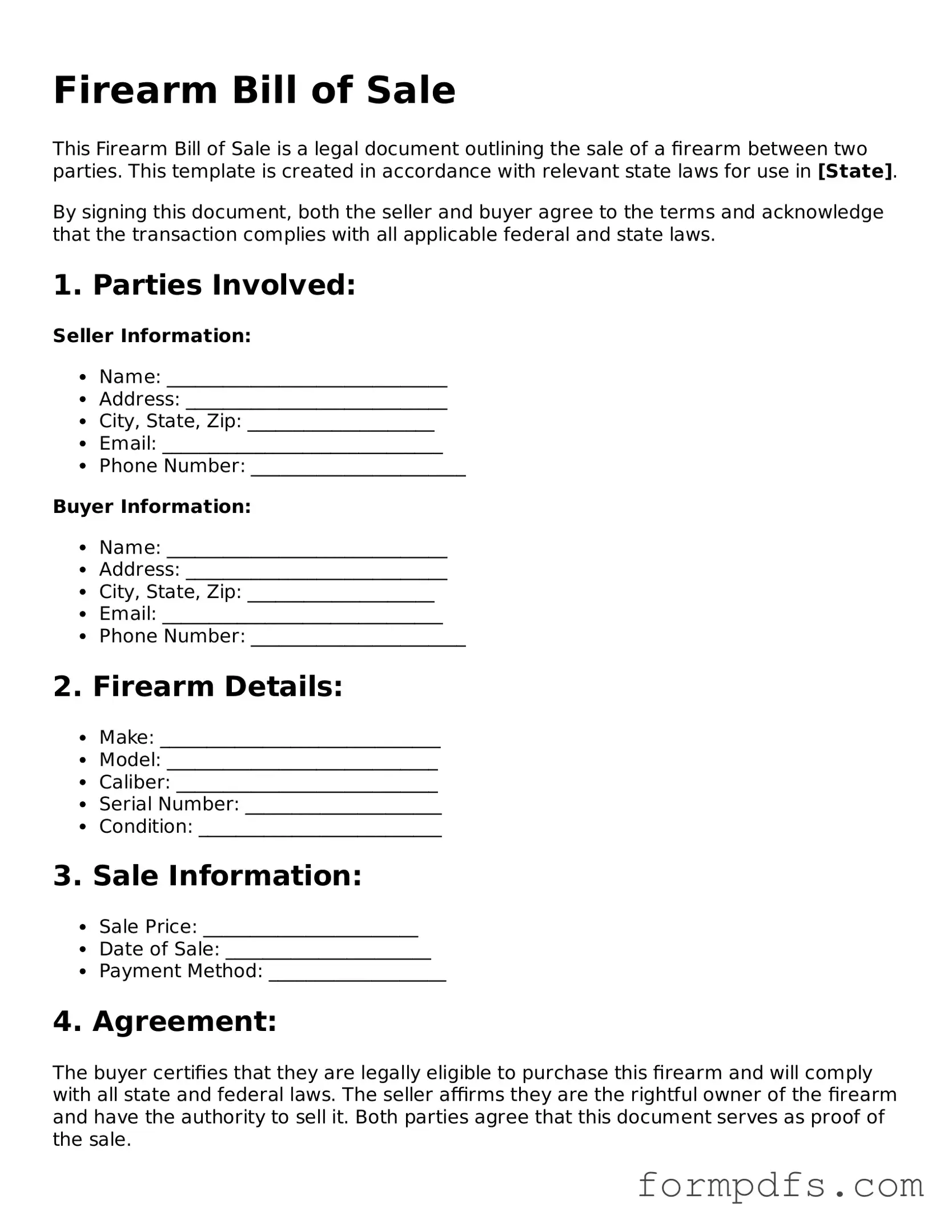 Valid Firearm Bill of Sale Template