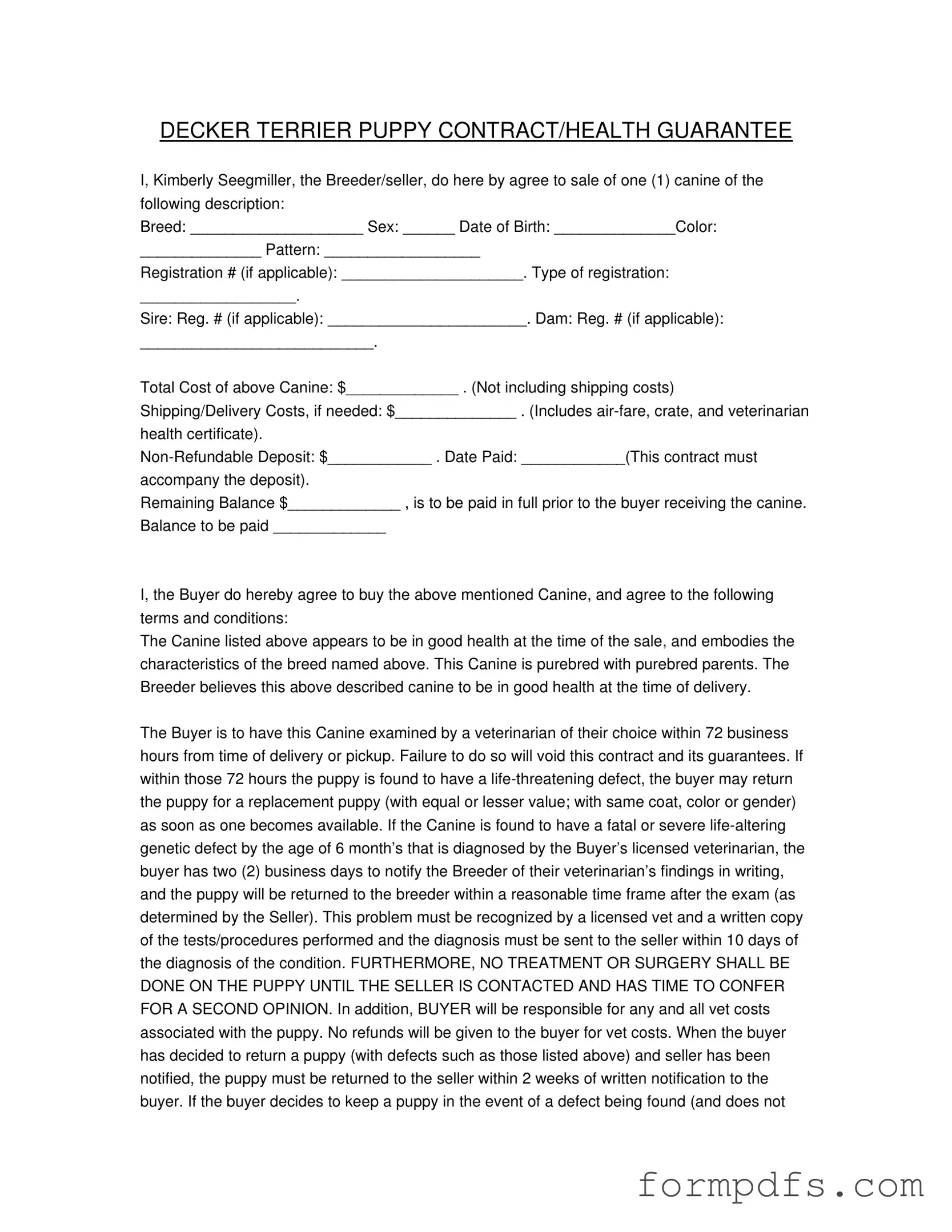 Blank Health Guarantee PDF Form