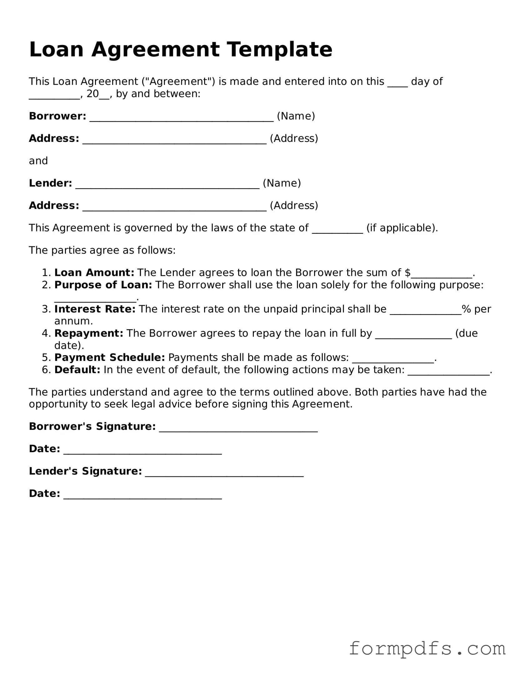 Valid Loan Agreement Template