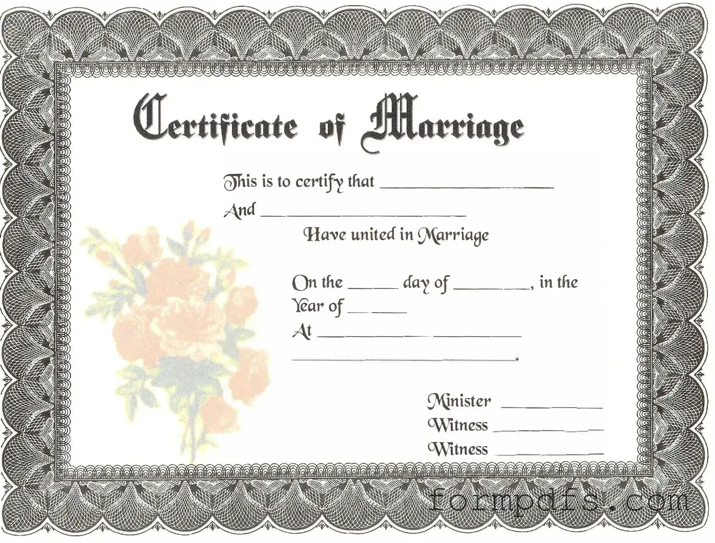Blank Marriage Certificate PDF Form