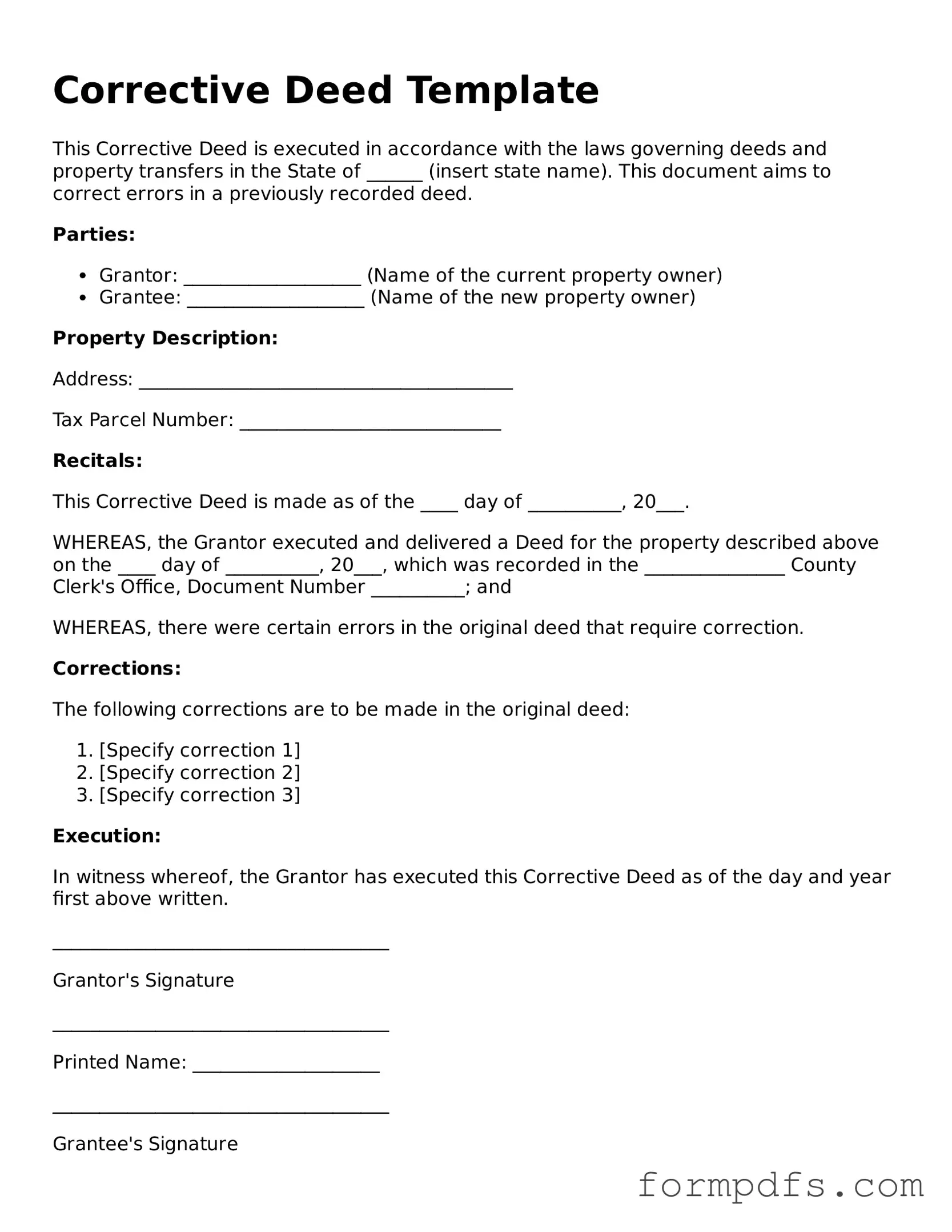 Valid Corrective Deed Template