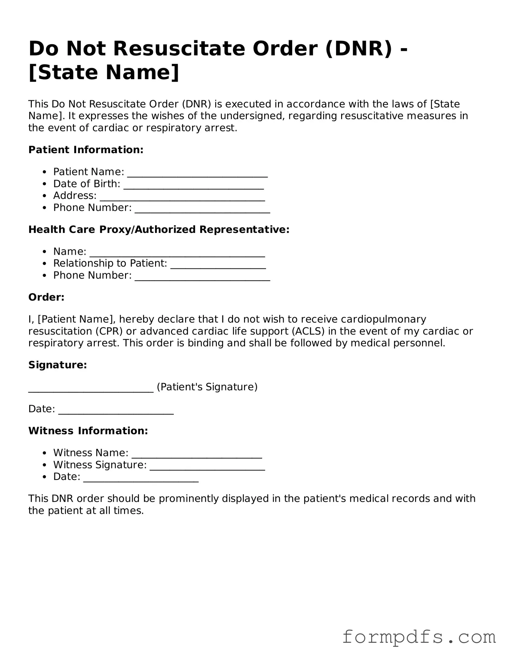 Valid Do Not Resuscitate Order Template
