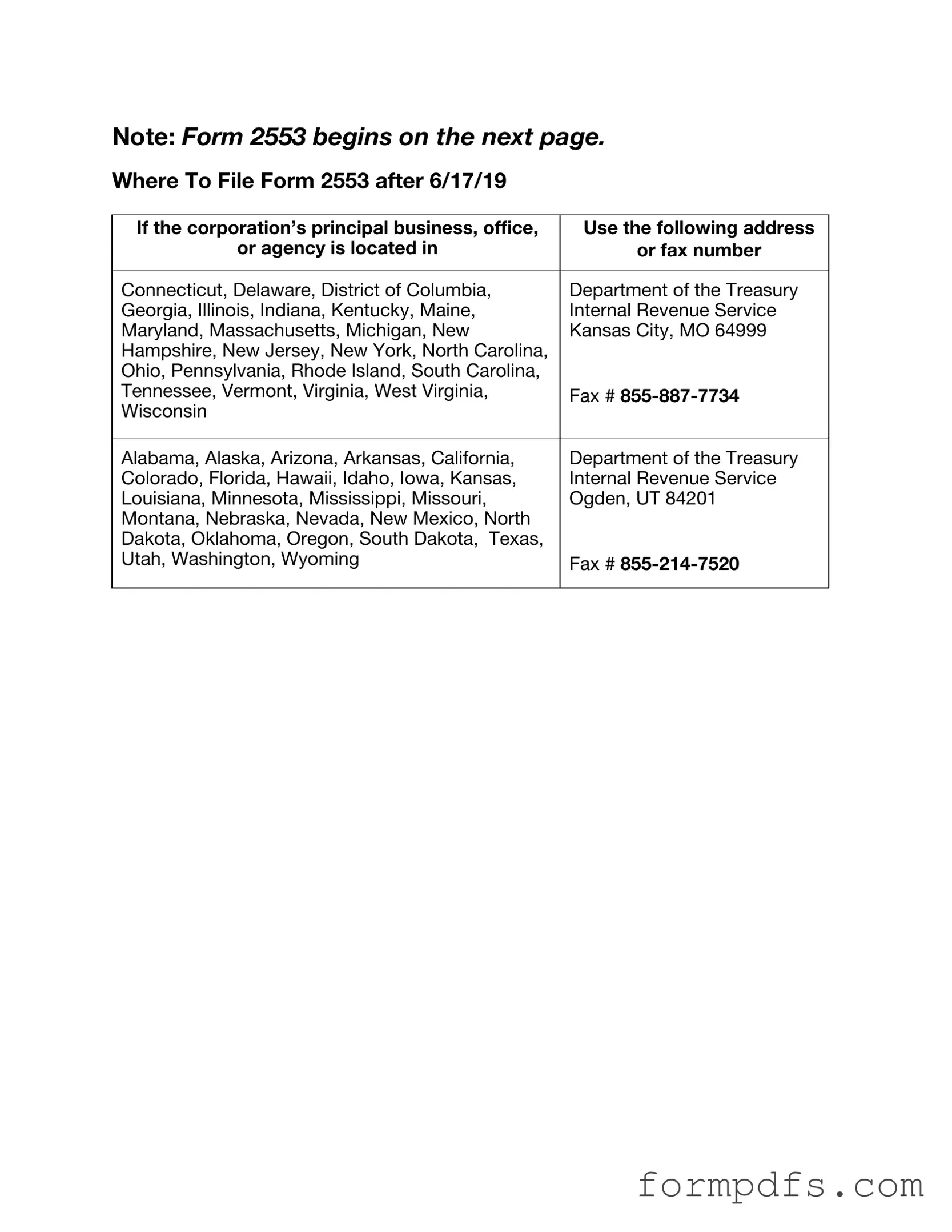 Blank IRS 2553 PDF Form