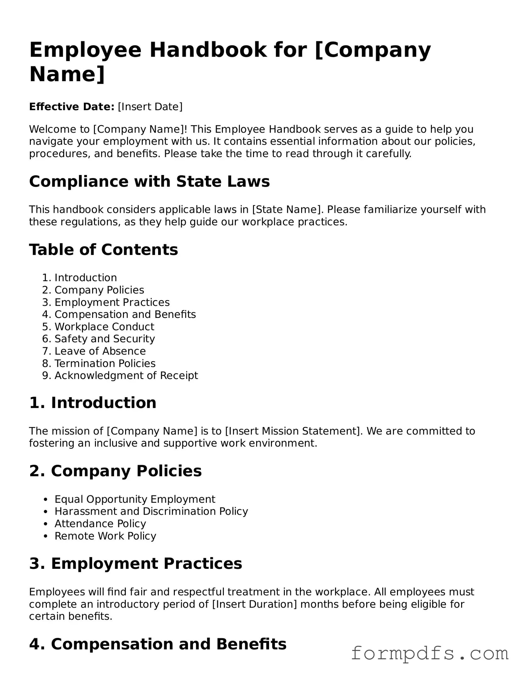 Valid Employee Handbook Template