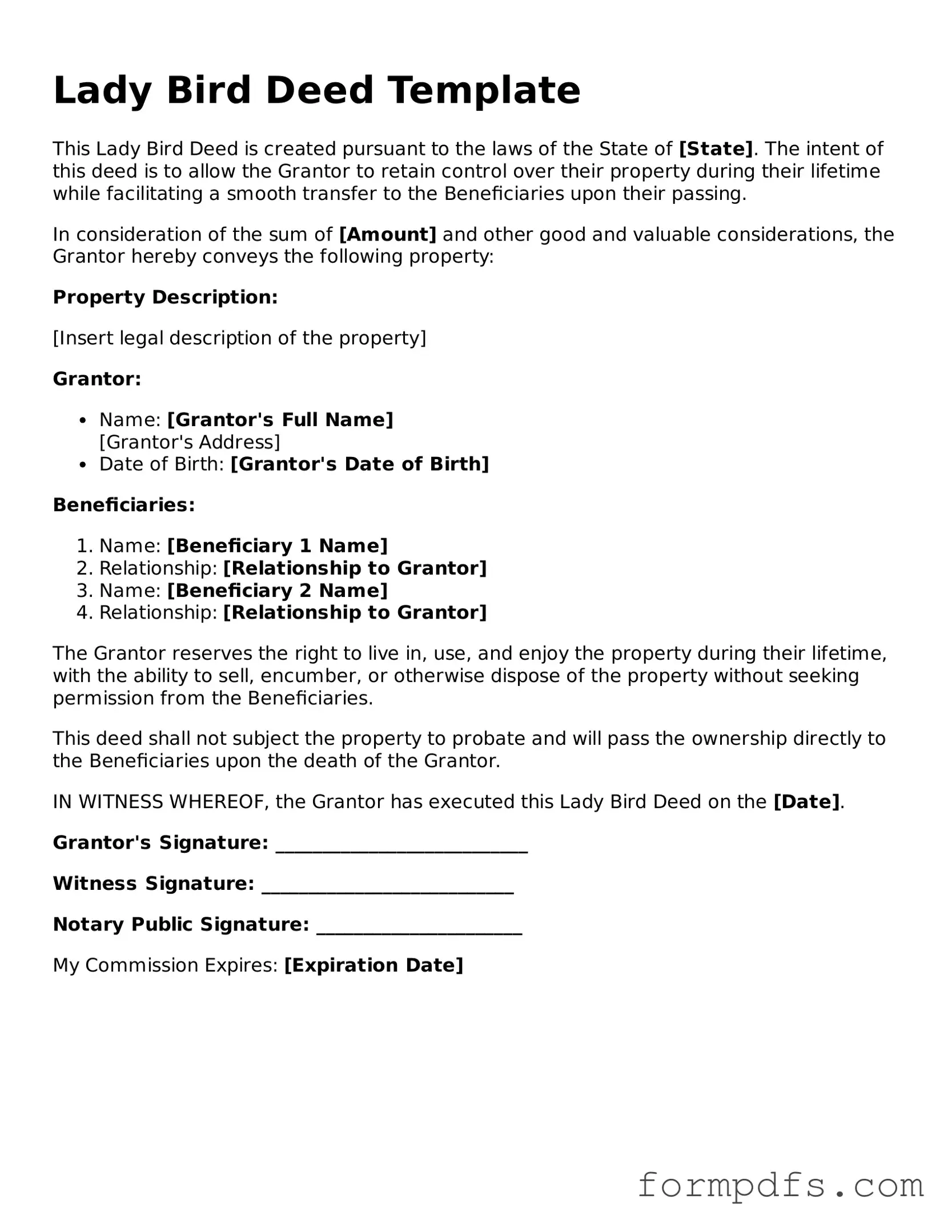 Valid Lady Bird Deed Template