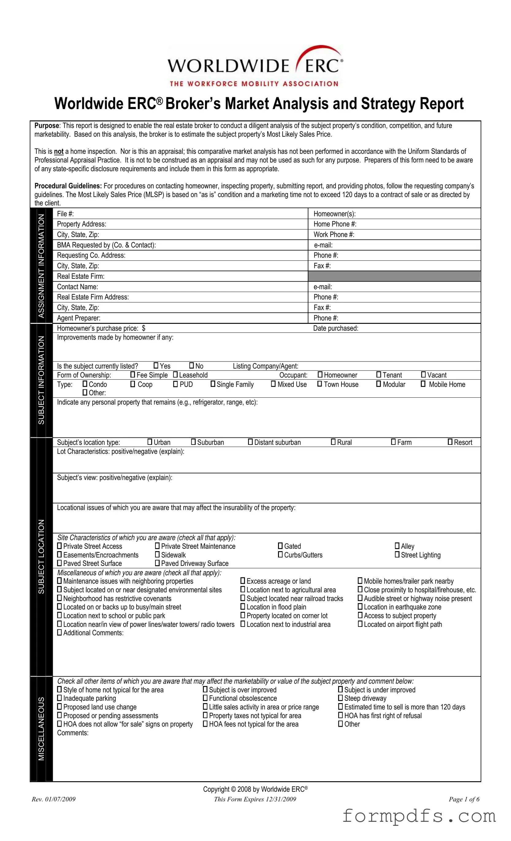 Blank Erc Broker Market Analysis PDF Form