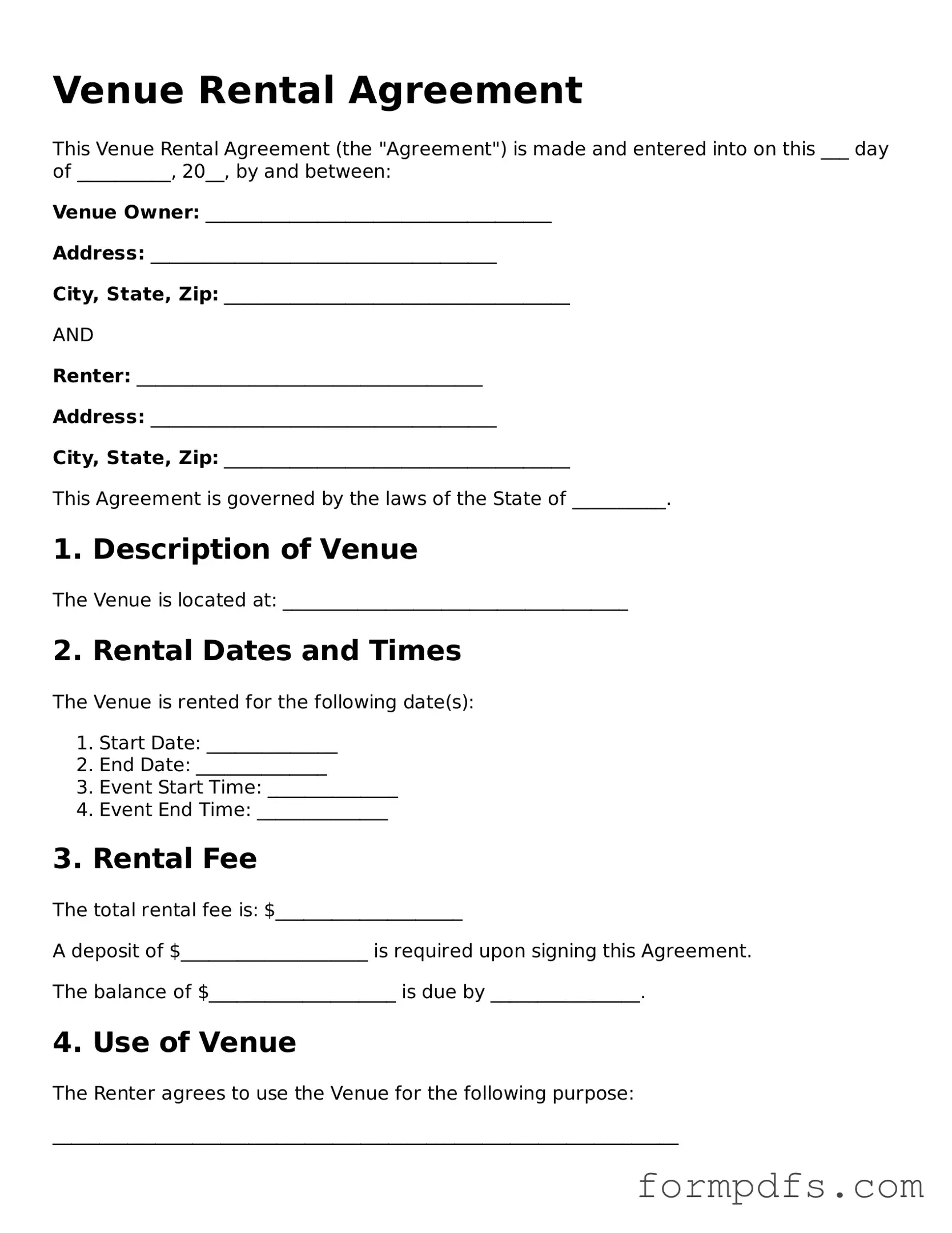 Valid Venue Rental Agreement Template