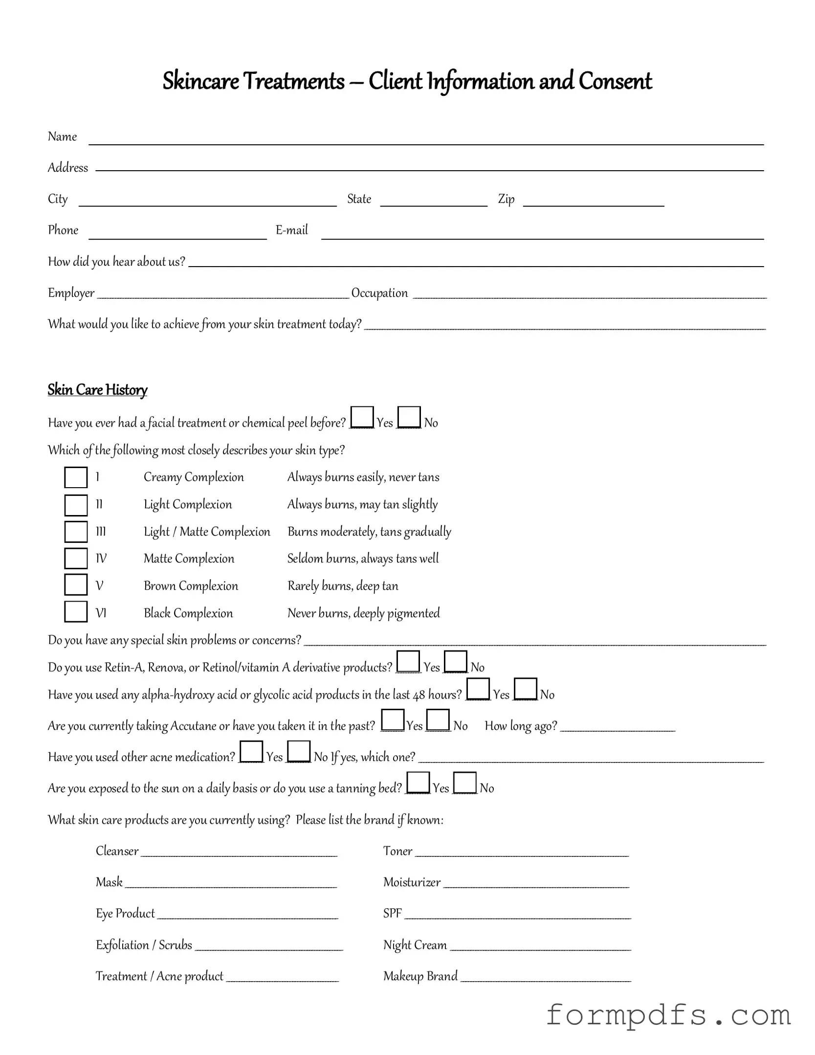 Blank Facial Consent PDF Form