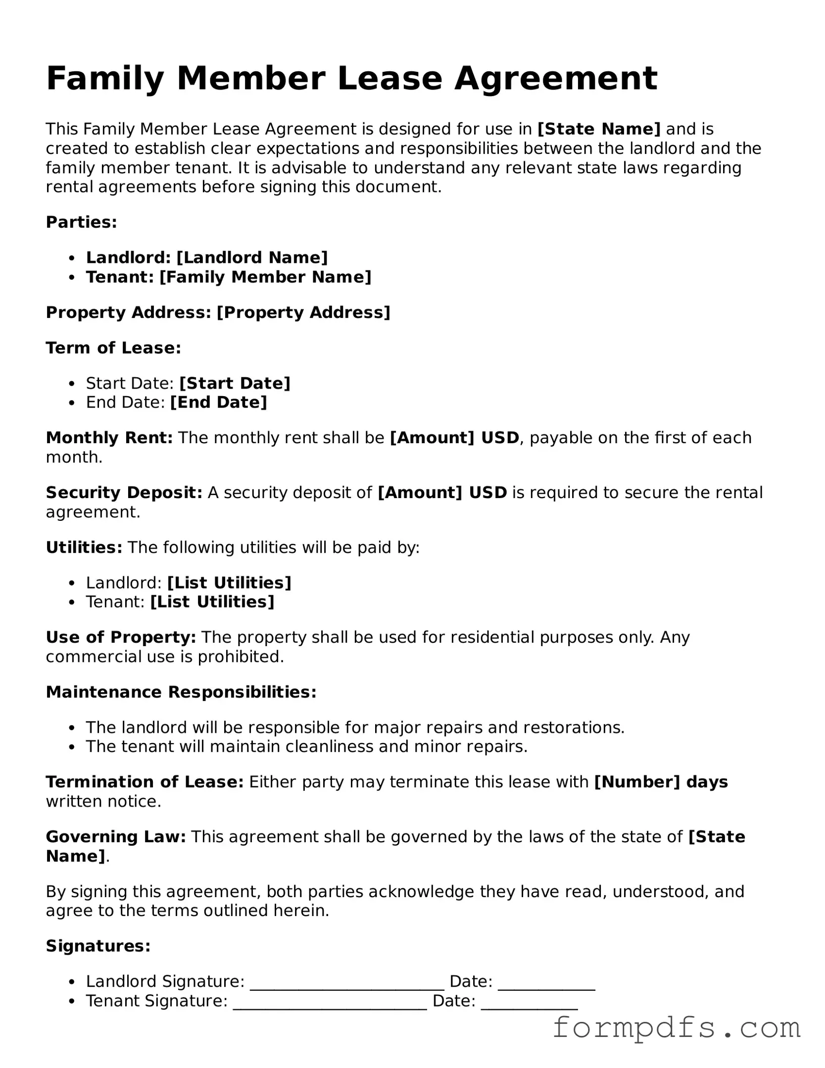 Valid Family Member Lease Agreement Template