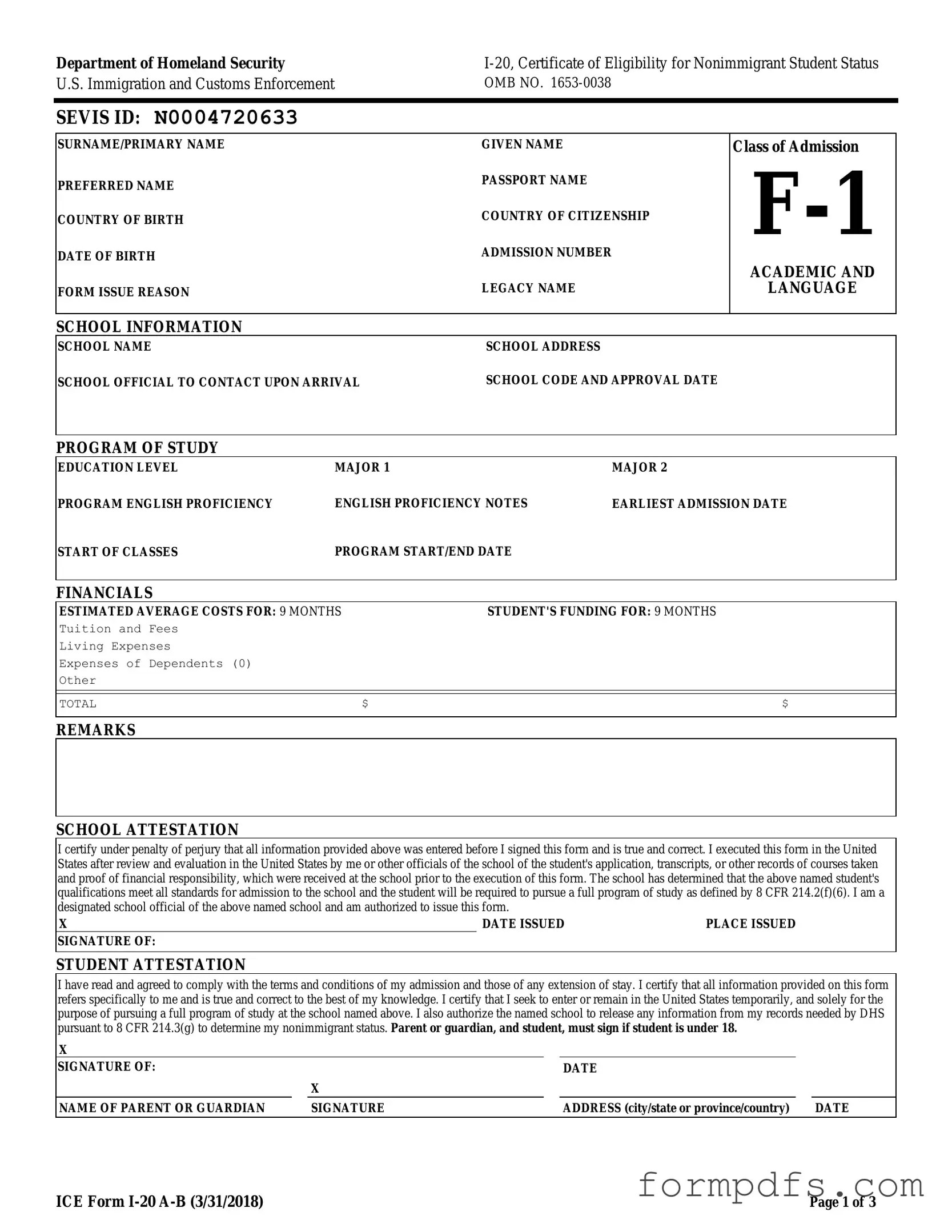 Blank I 20 PDF Form
