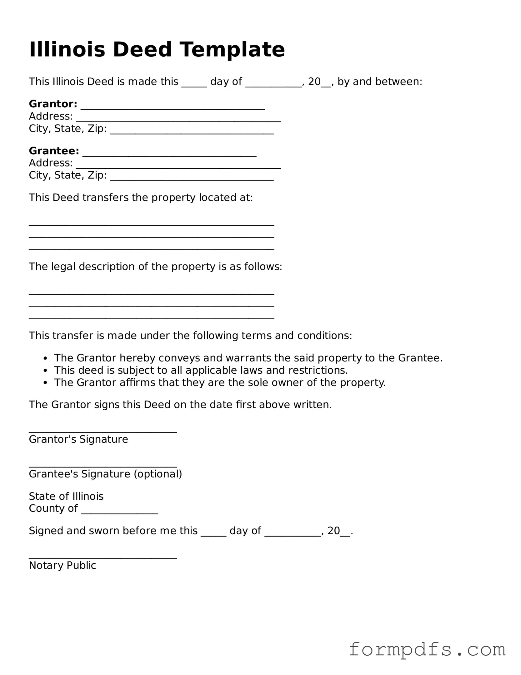 Printable Deed Form for the State of Illinois
