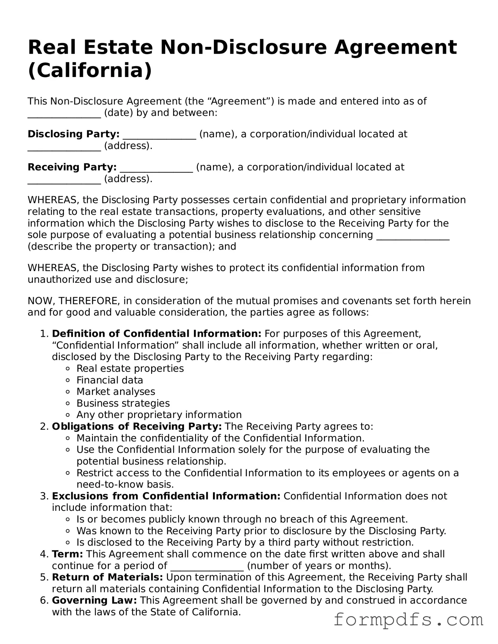 Valid Real Estate Non-Disclosure Agreement Template