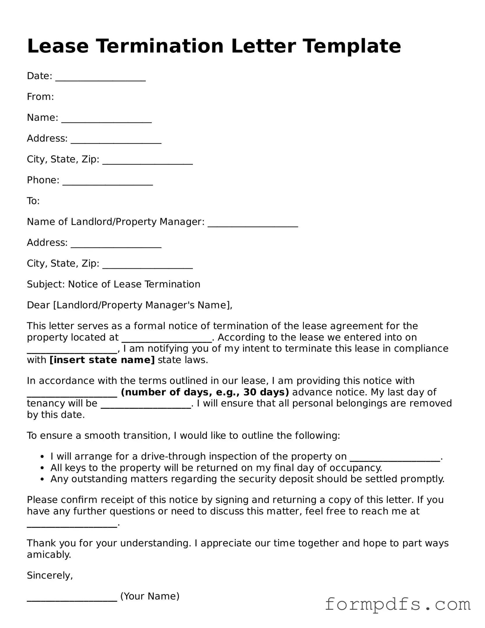 Valid Lease Termination Letter Template