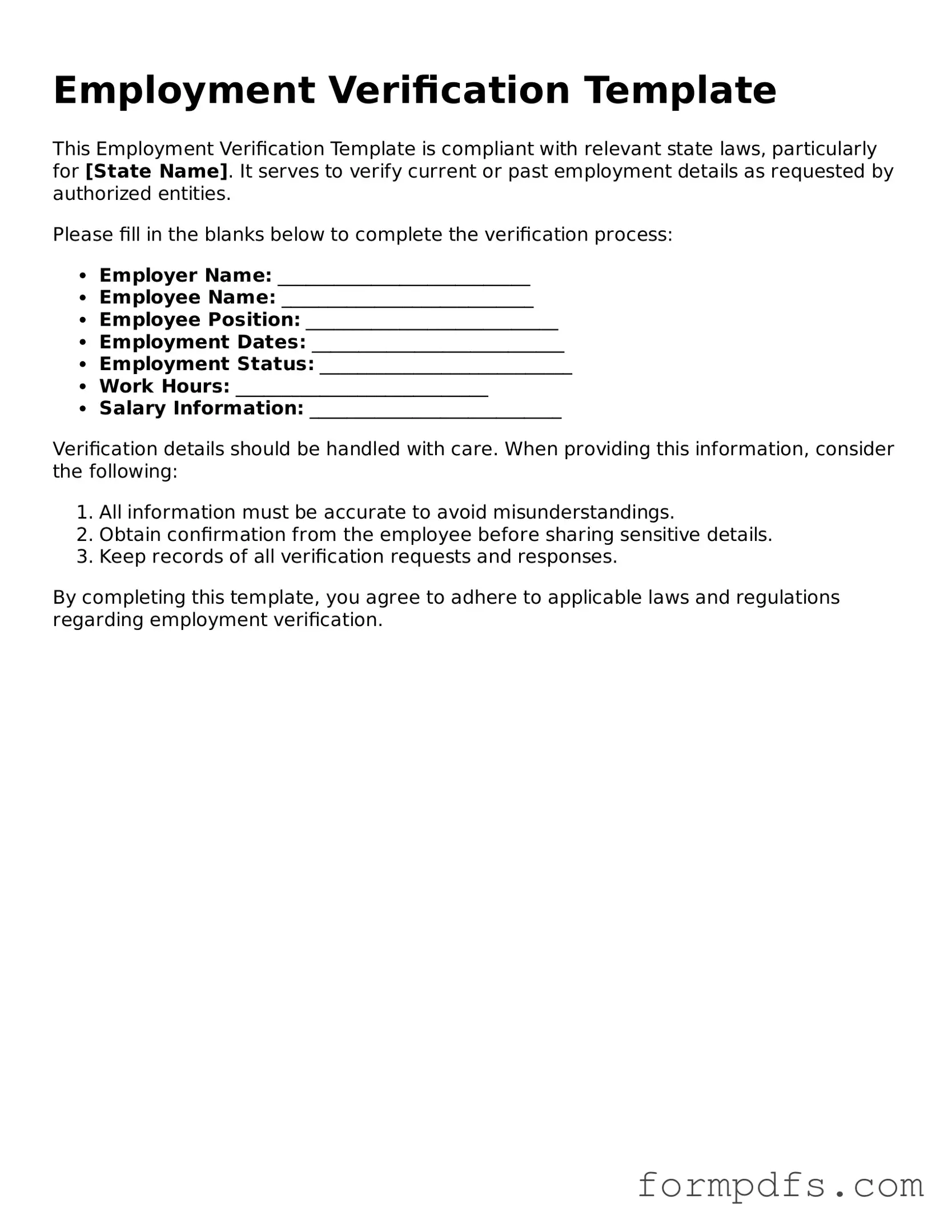 Valid Employment Verification Template