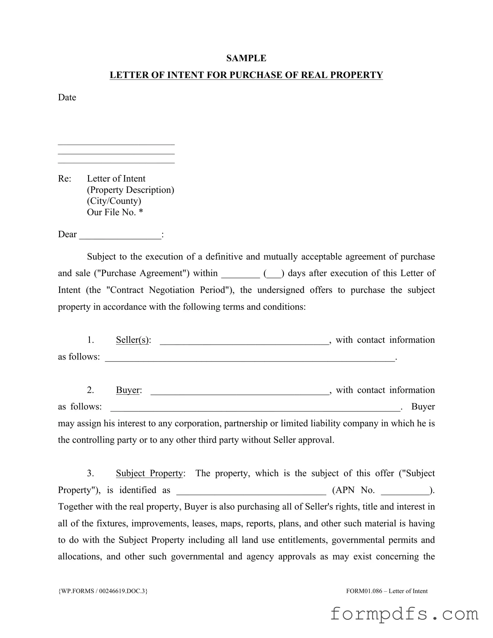 Blank Letter To Purchase Land PDF Form