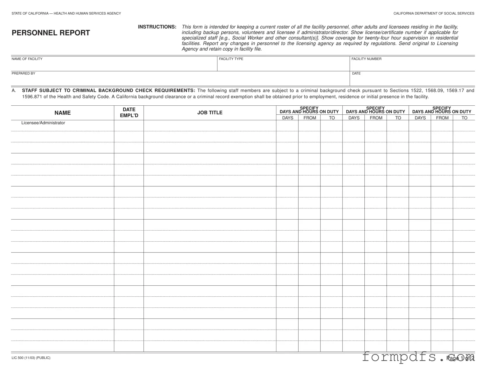 Blank Lic 500 PDF Form