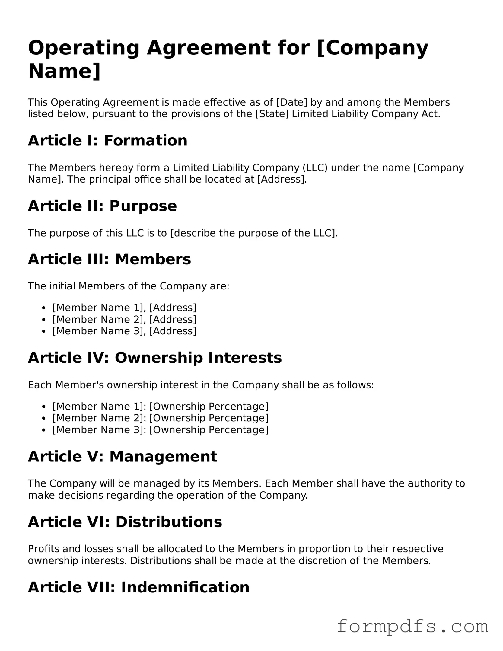 Valid Operating Agreement Template