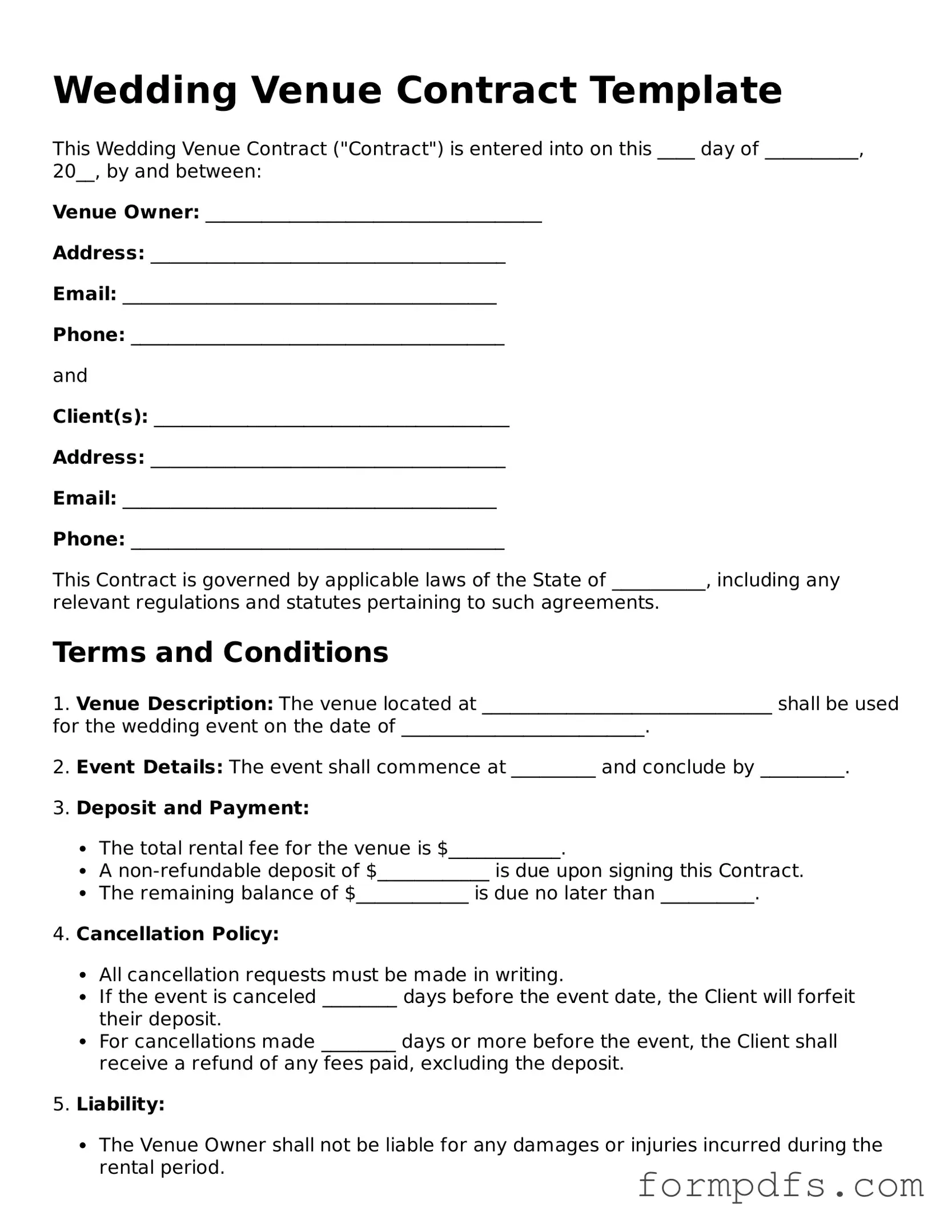 Valid Wedding Venue Contract Template