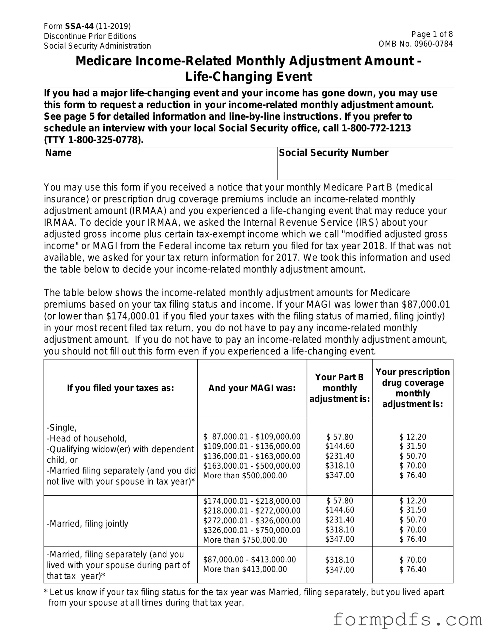 Blank SSA SSA-44 PDF Form