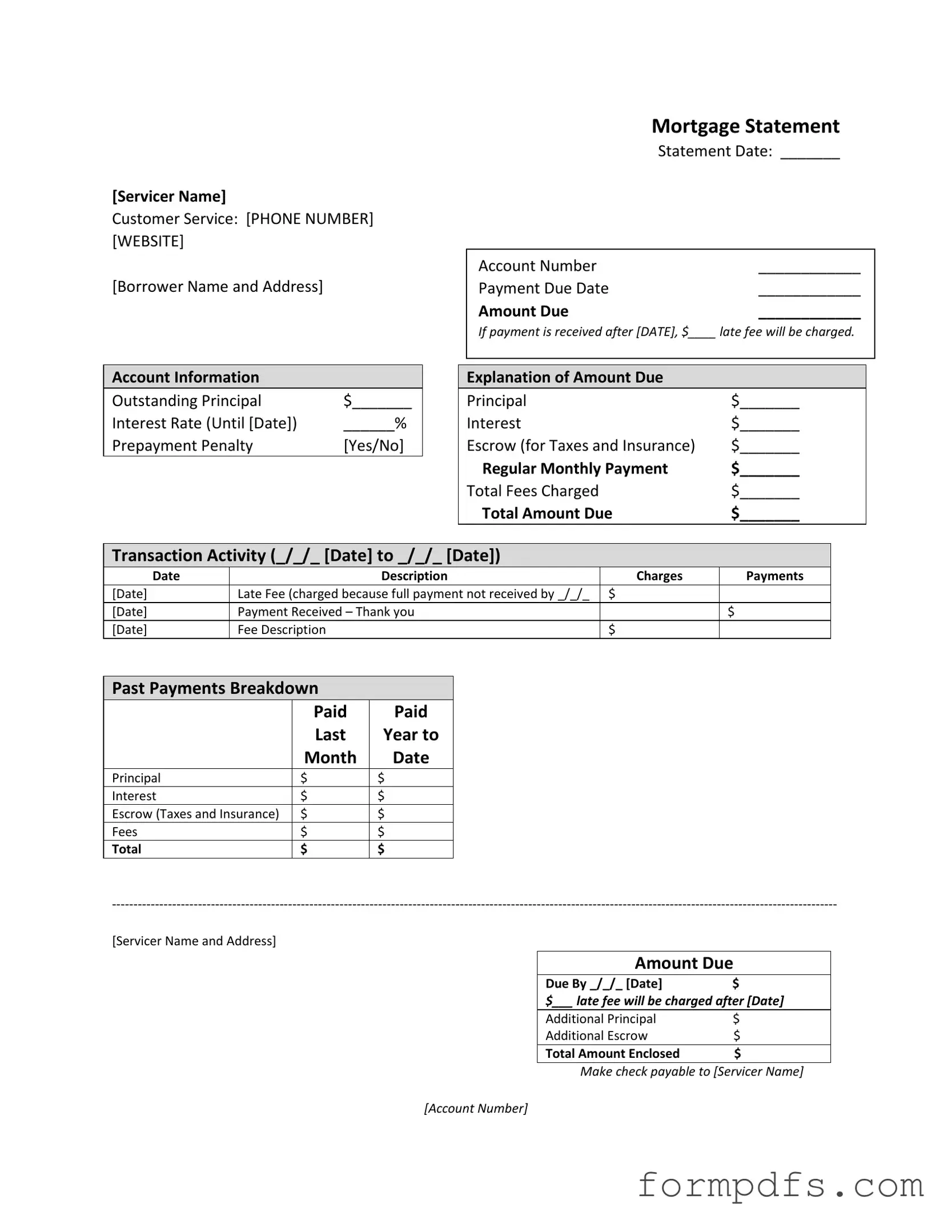 Blank Mortgage Statement PDF Form