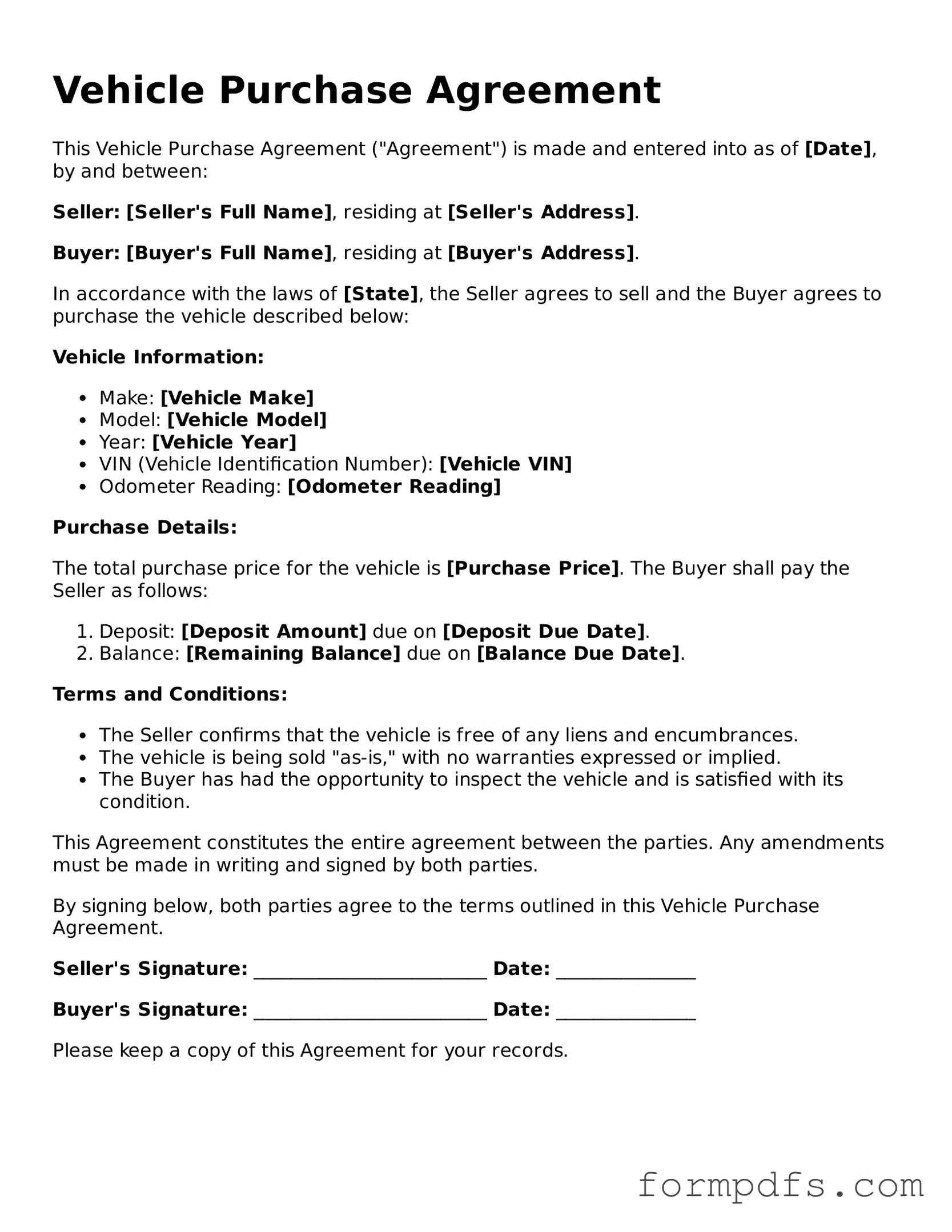 Valid Vehicle Purchase Agreement Template