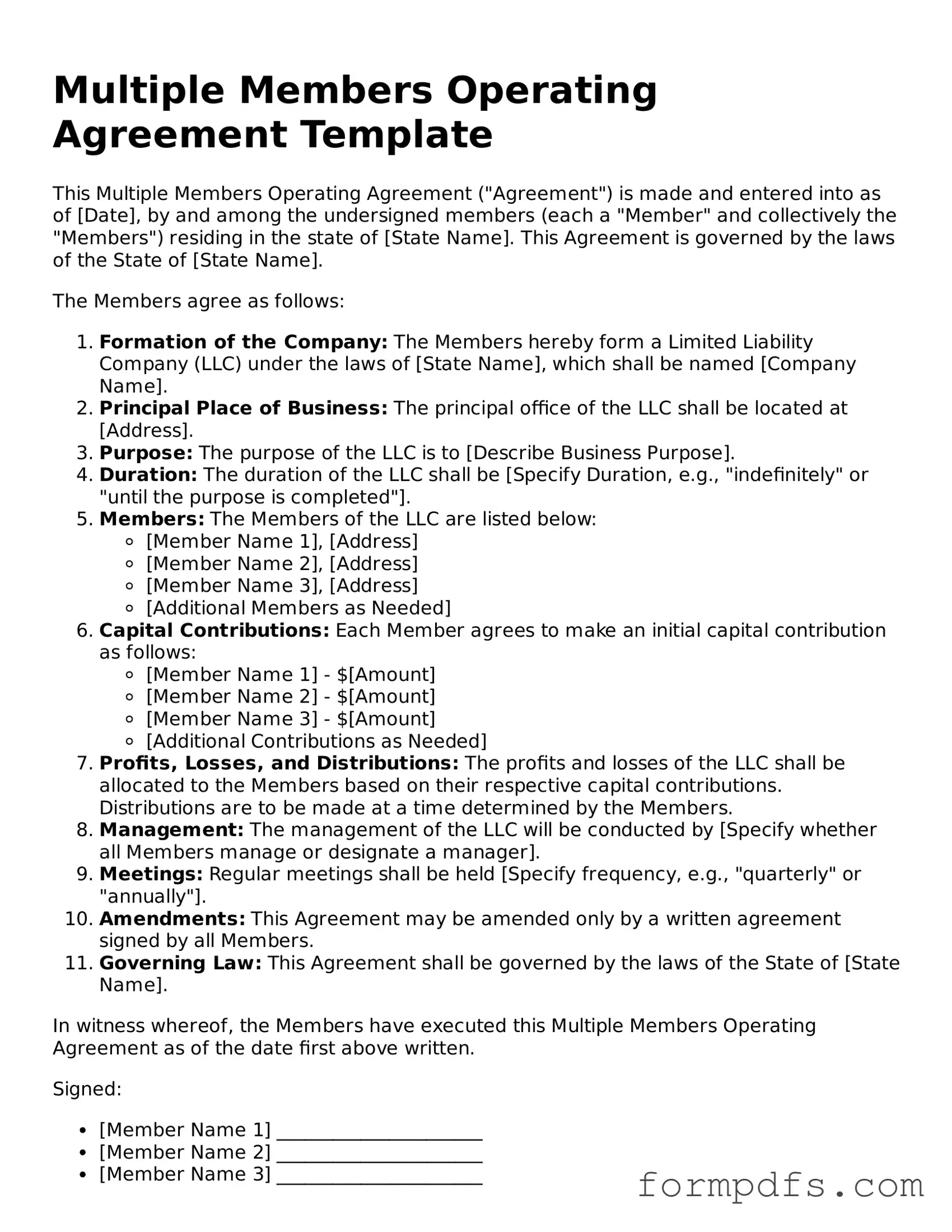 Valid Multiple Members Operating Agreement Template