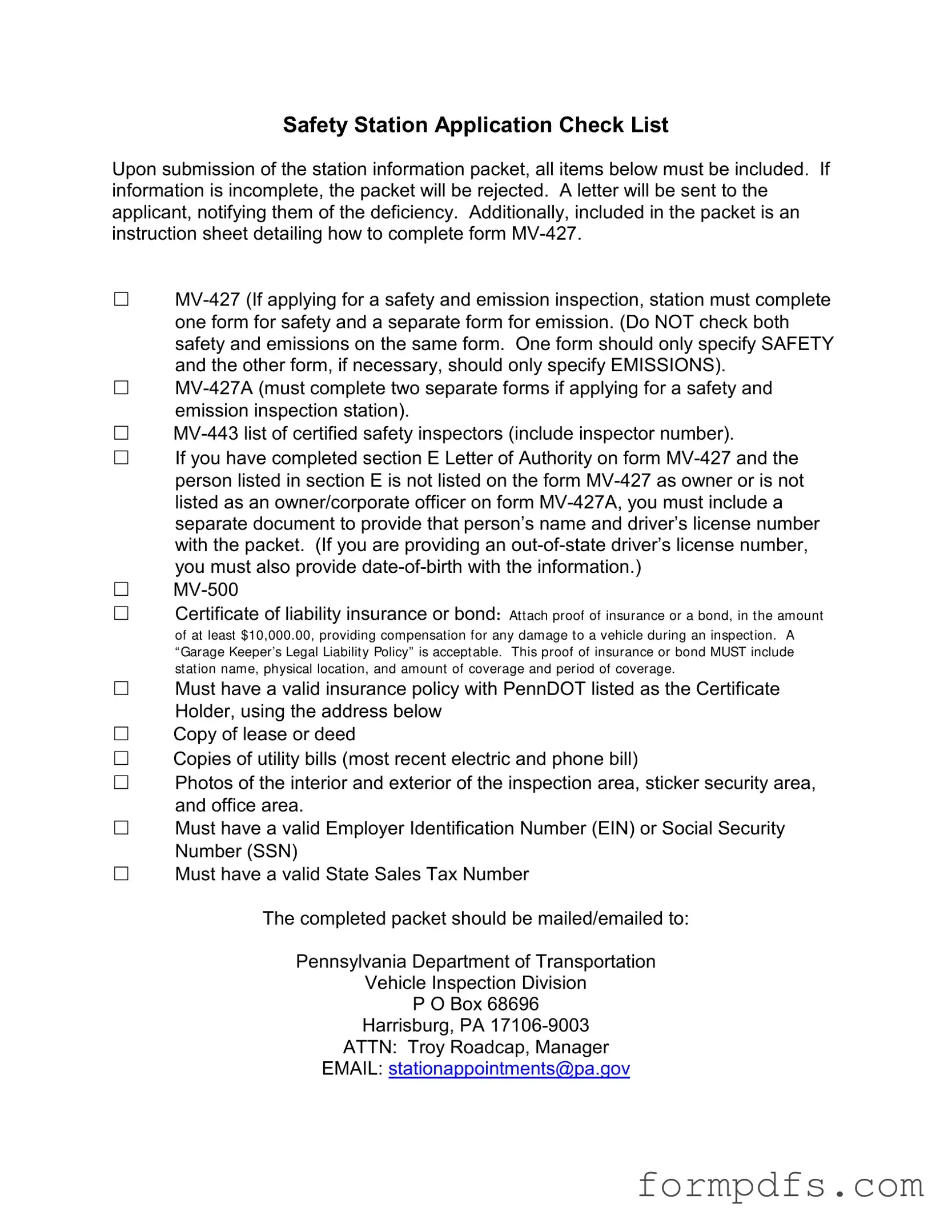 Blank Mv 427 Penndot PDF Form