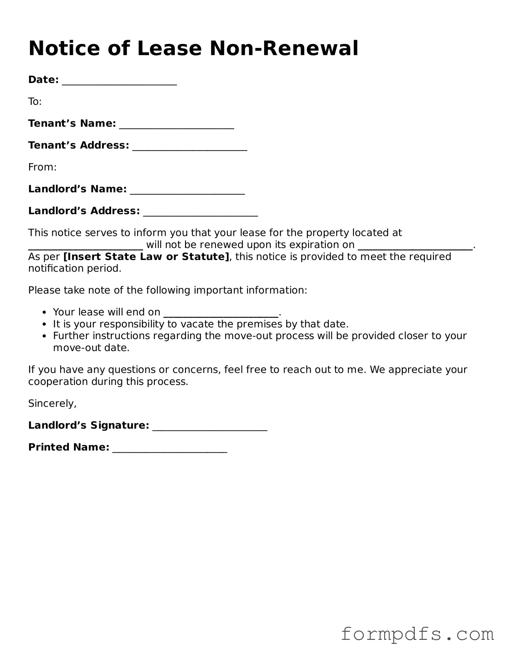 Valid Notice of Lease Non-Renewal Template