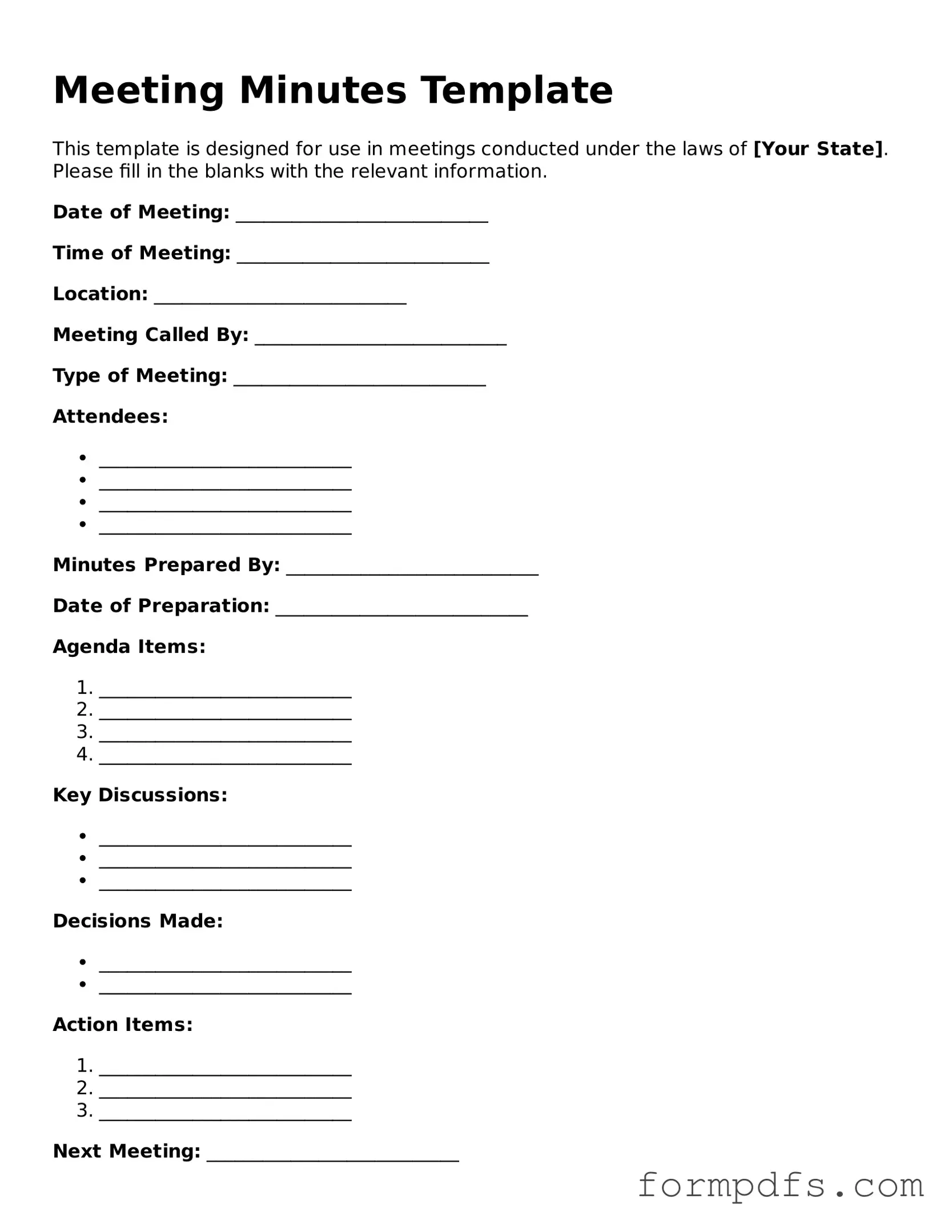 Valid Meeting Minutes Template