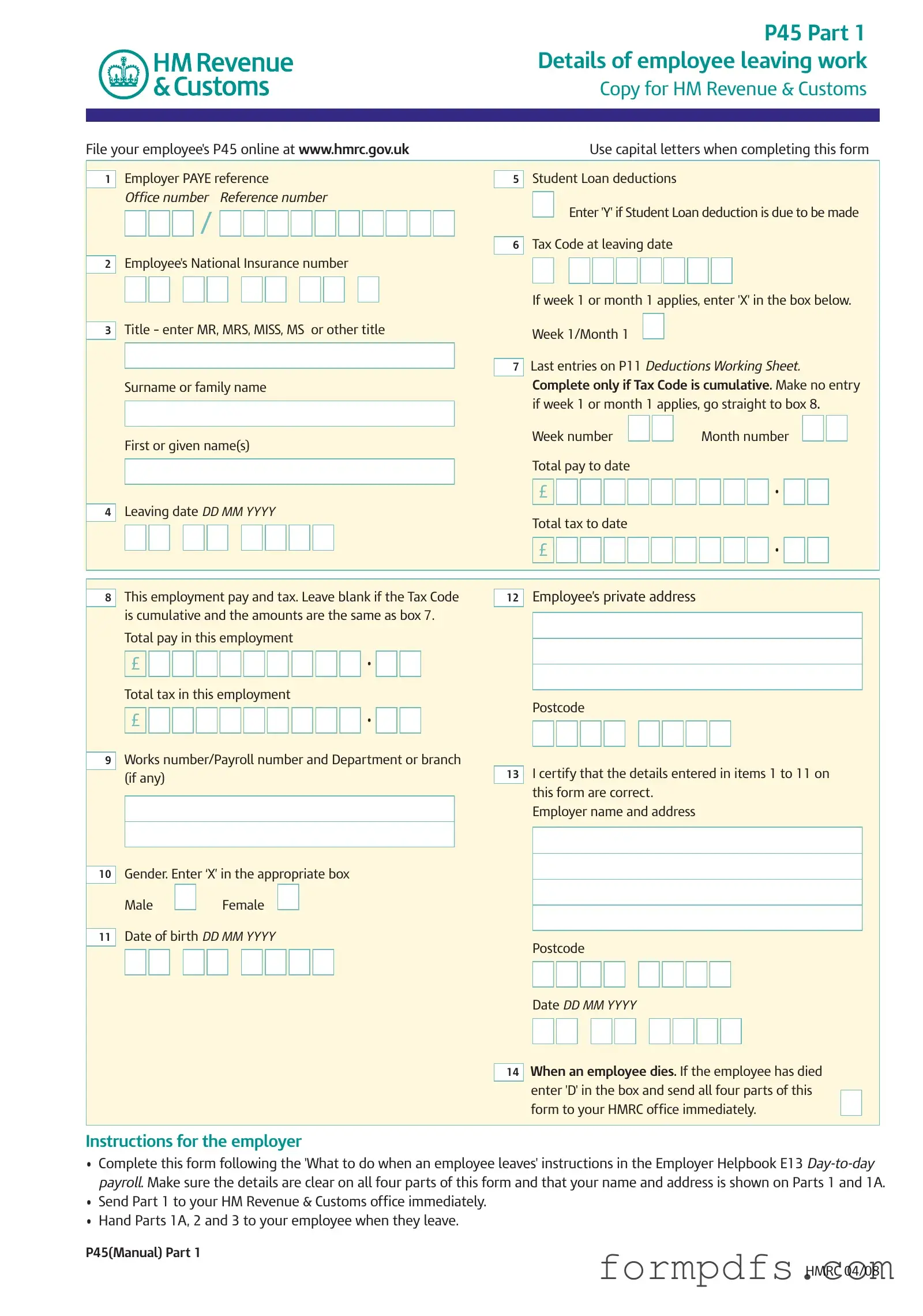 Blank P 45 It PDF Form