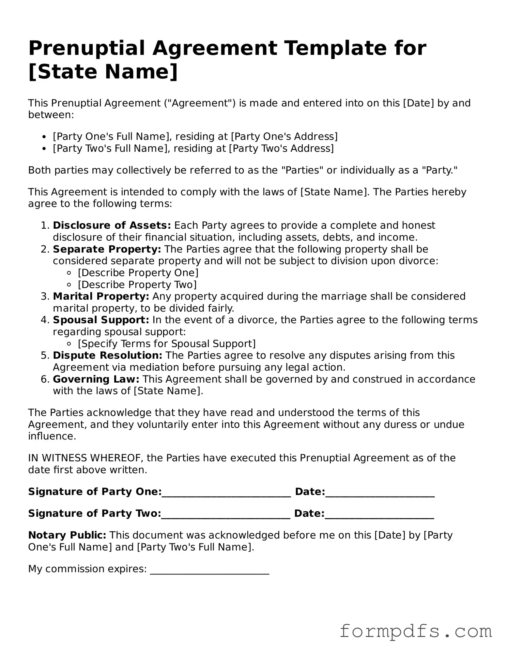 Valid Prenuptial Agreement Template