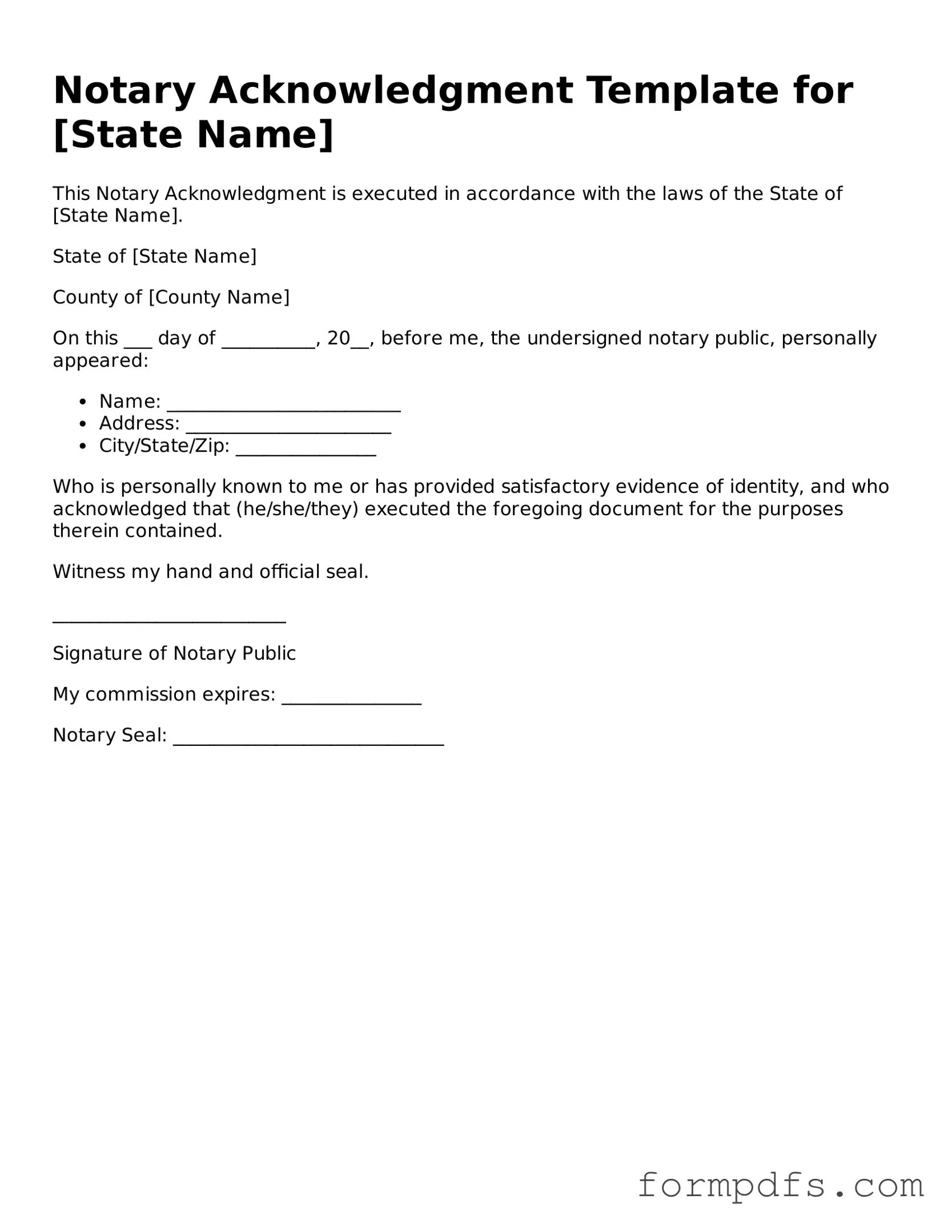 Valid Notary Acknowledgement Template