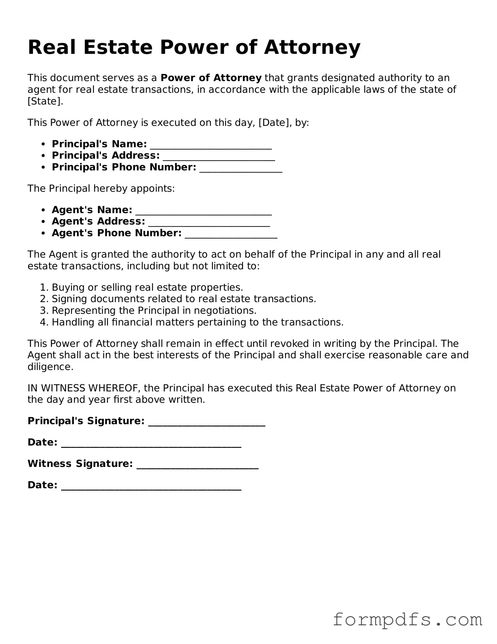 Valid Real Estate Power of Attorney Template