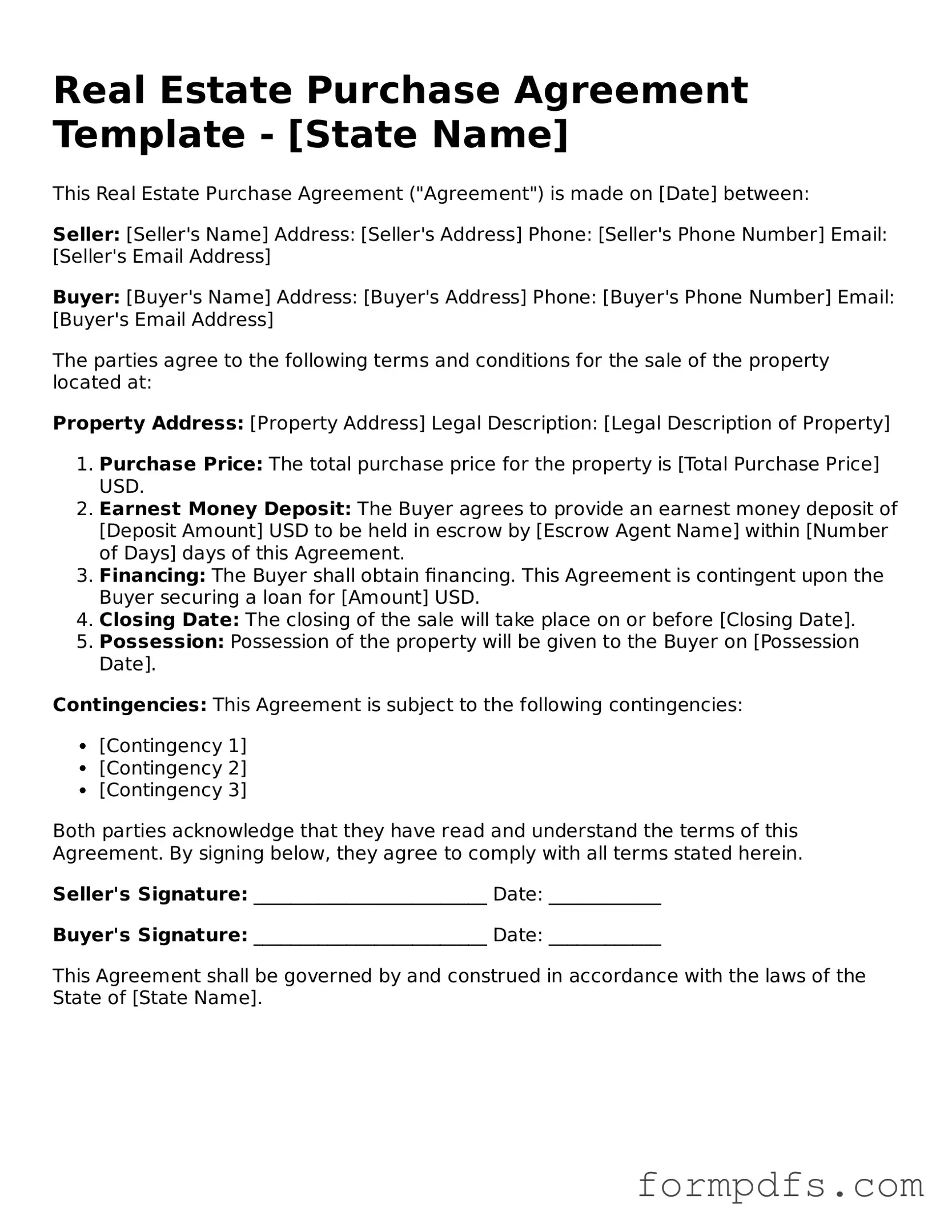 Valid Real Estate Purchase Agreement Template