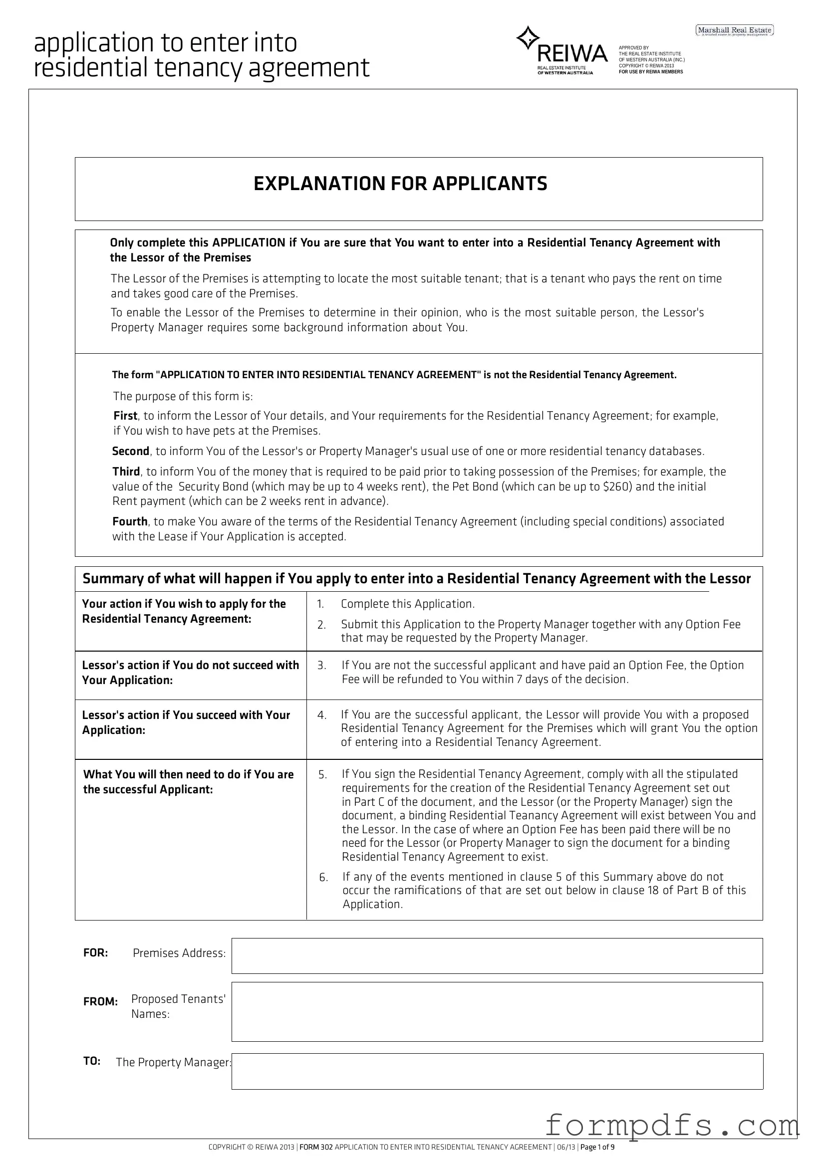 Blank Reiwa Tenancy Application PDF Form