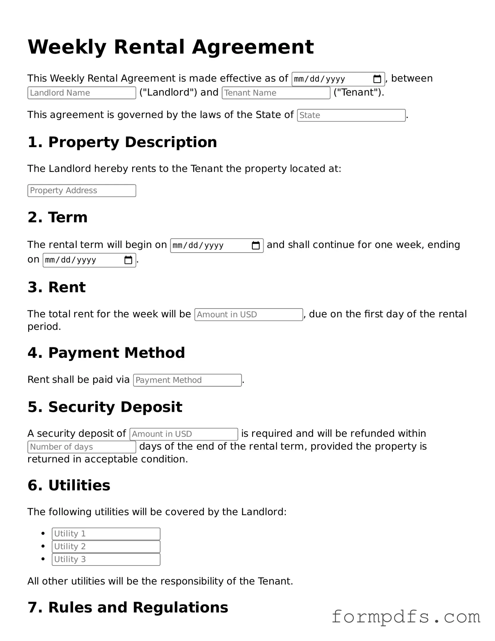 Valid Weekly Rental Agreement Template