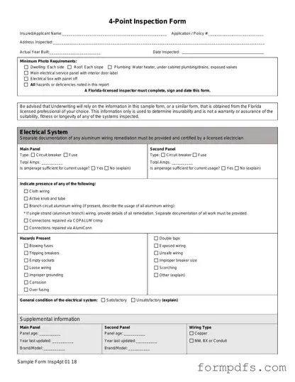 Blank 4 Point Inspection PDF Form