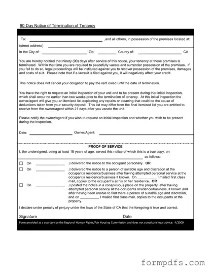Blank 90 Day Notice To Move Out PDF Form