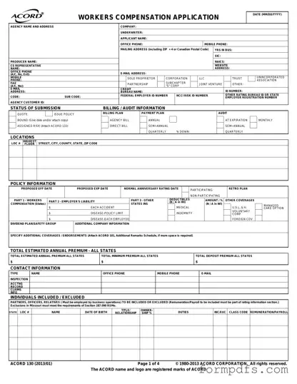 Blank Acord 130 PDF Form