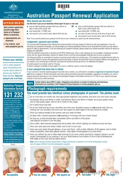 Blank Australian Passport Renewal PDF Form