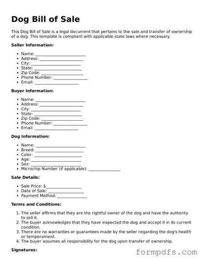 Valid Dog Bill of Sale Template
