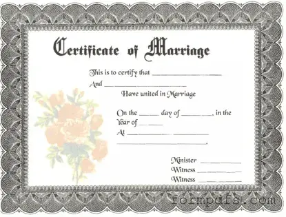 Blank Marriage Certificate PDF Form