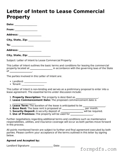 Valid Letter of Intent to Lease Commercial Property Template