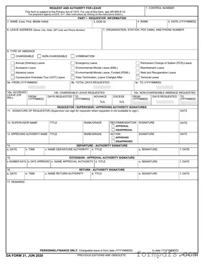 Blank Da 31 PDF Form