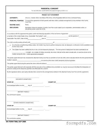Blank DA 7666 PDF Form
