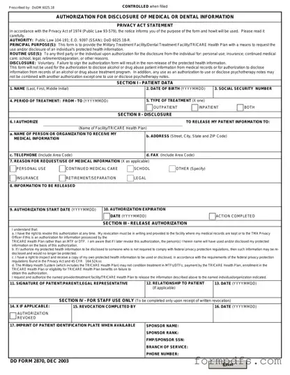 Blank DD 2870 PDF Form