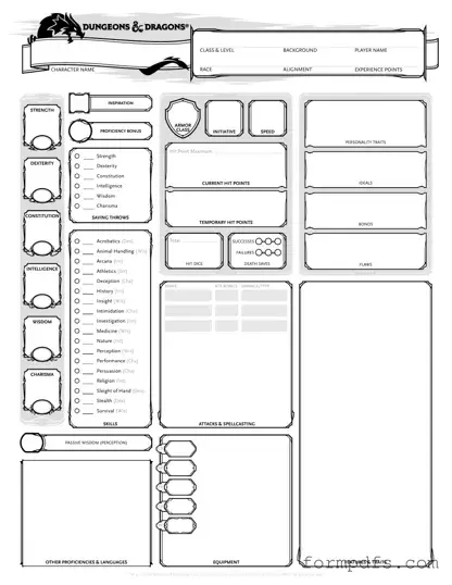 Blank Dnd Character Sheet PDF Form